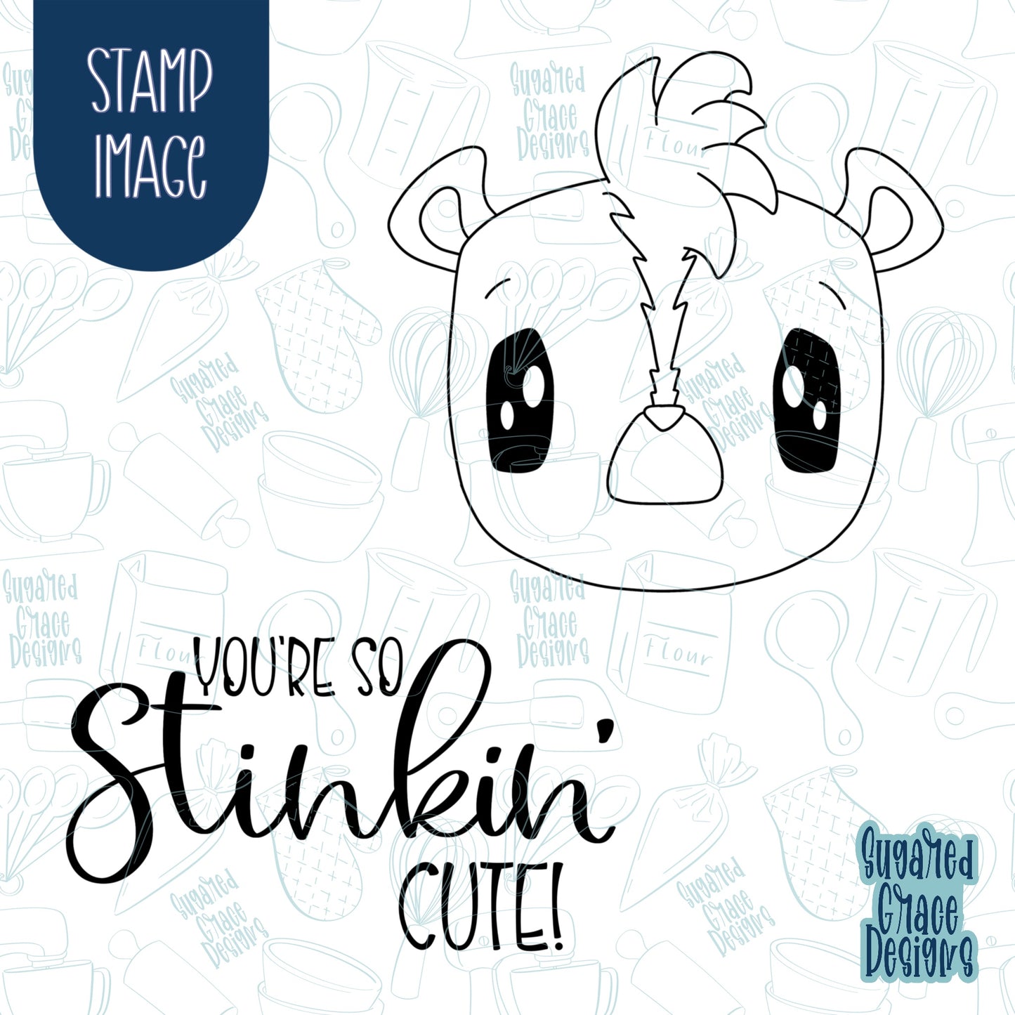 Stinkin Cute Skunk Valentines Day Cookie Cutter with Matching Stamp For Fondant Decorating