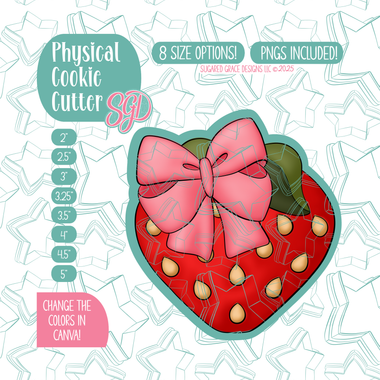 Strawberry with Bow Cookie Cutter with matching PNG