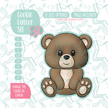 Teddy Bear Cookie Cutter STL File with PNG Images to Match - For 3D Printing and Edible Ink Printers