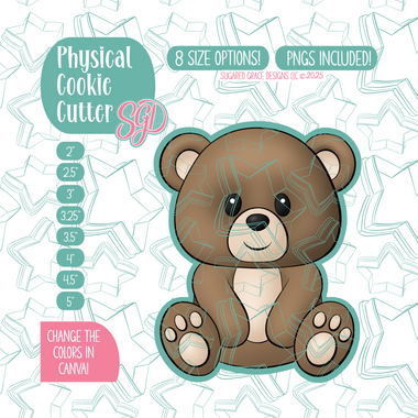Teddy Bear Cookie Cutter with PNG Images to Match - Hand Drawn Graphics for Edible Ink Printers
