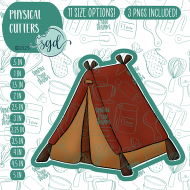 Tent Cookie Cutter with PNG Images to Match - Hand Drawn Graphics for Edible Ink Printers