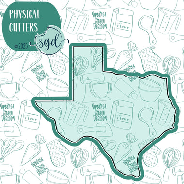 Texas State Cookie Cutter with PNG Images to Match - Hand Drawn Graphics for Edible Ink Printers - United States Shape