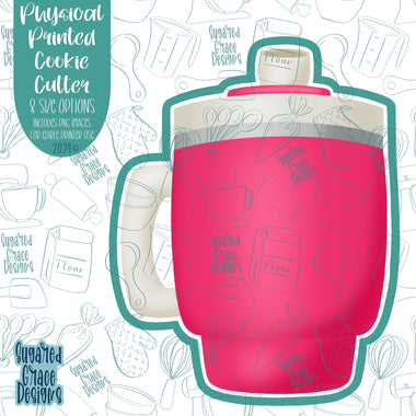 Pink Travel Mug Cookie Cutter with Matching Printable PNG Images for Edible Ink Printers Including Eddie