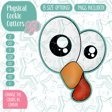 Turkey Eyes Cookie Cutter with PNG Images to Match - Hand Drawn Graphics for Edible Ink Printers