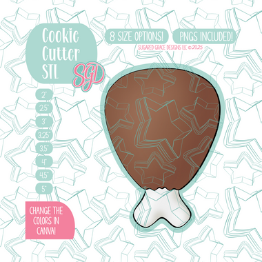 Turkey Leg Cookie Cutter STL File with PNG Images to Match - For 3D Printing and Edible Ink Printers