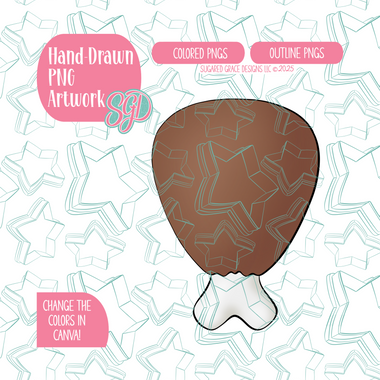 Turkey LegPNG Image Set for Edible Ink Printers - Hand Drawn Editable Graphics