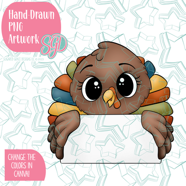 Turkey Plaque PNG Image Set for Edible Ink Printers - Hand Drawn Editable Graphics