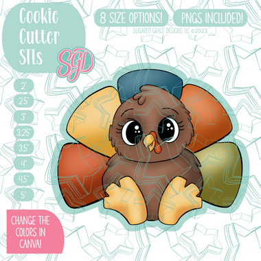 Chubby Turkey Cookie Cutter STL File with PNG Images to Match - For 3D Printing and Edible Ink Printers