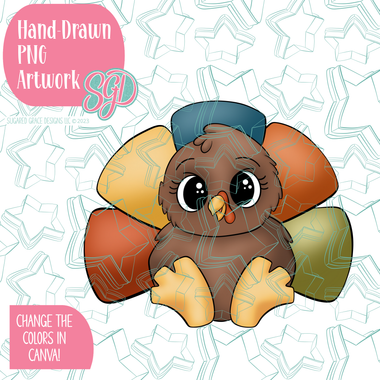 Chubby Turkey PNG Image Set for Edible Ink Printers - Hand Drawn Editable Graphics