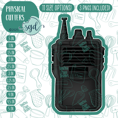 Walkie Talkie Cookie Cutter with PNG Images to Match - Hand Drawn Graphics for Edible Ink Printers