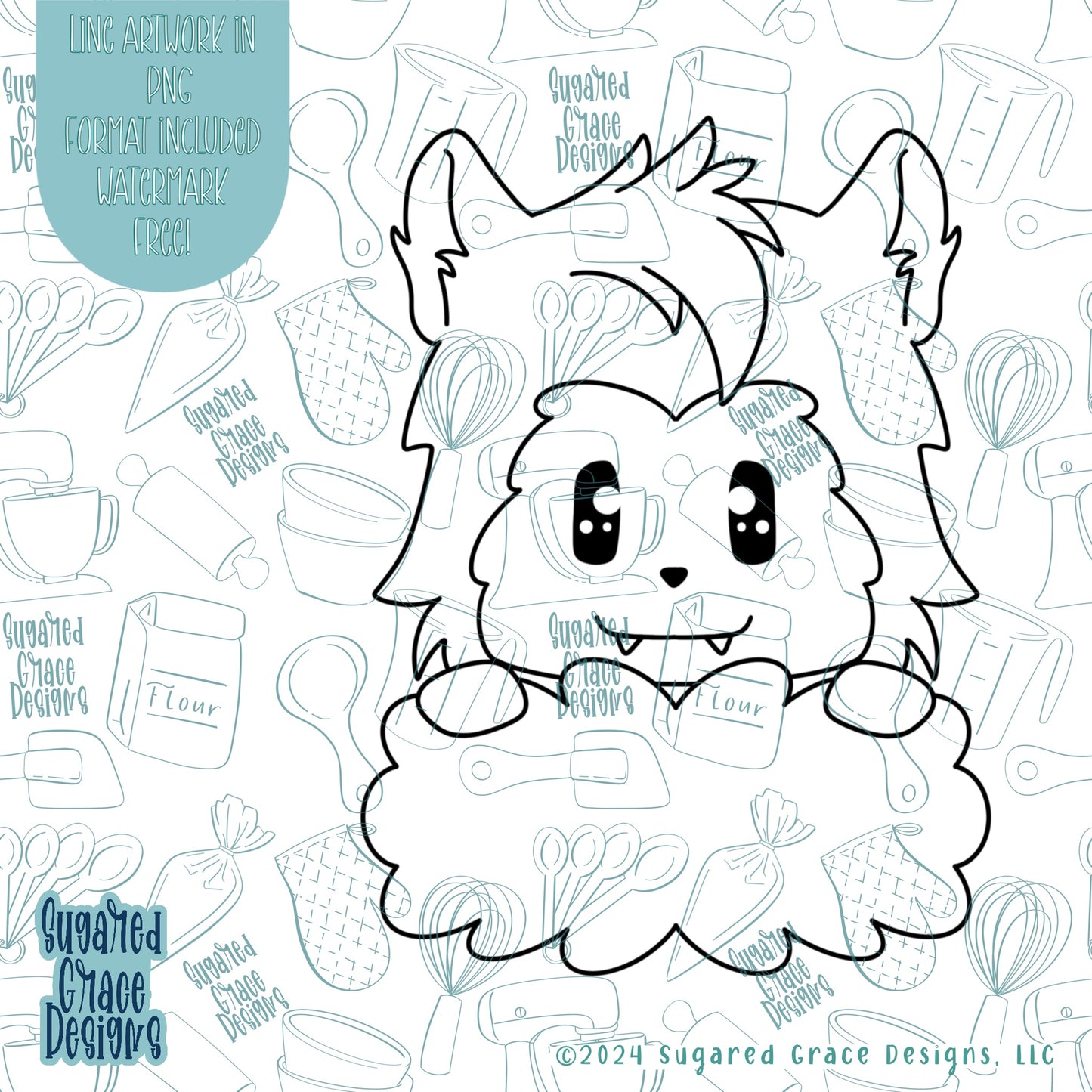 Werewolf Plaque Cookie Cutter STL Files for 3D Printing with Matching Printable PNG Images for Edible Ink Printers Including Eddie
