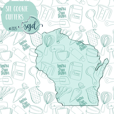 Wisconsin State Cookie Cutter STL Files with PNG Images to Match - For 3D Printing and Edible Ink Printers