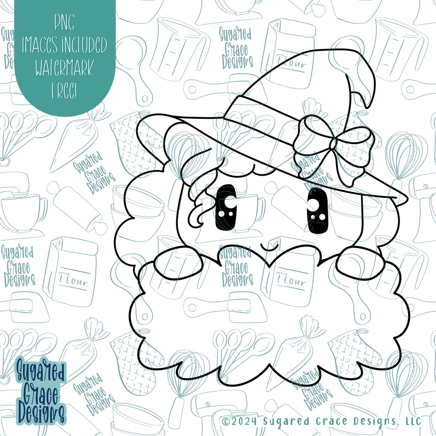 Witch Plaque Cookie Cutter with Matching Printable PNG Images for Edible Ink Printers Including Eddie