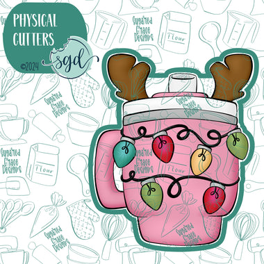 Christmas Travel Mug Cookie Cutter with PNG Images to Match - Hand Drawn Graphics for Edible Ink Printers