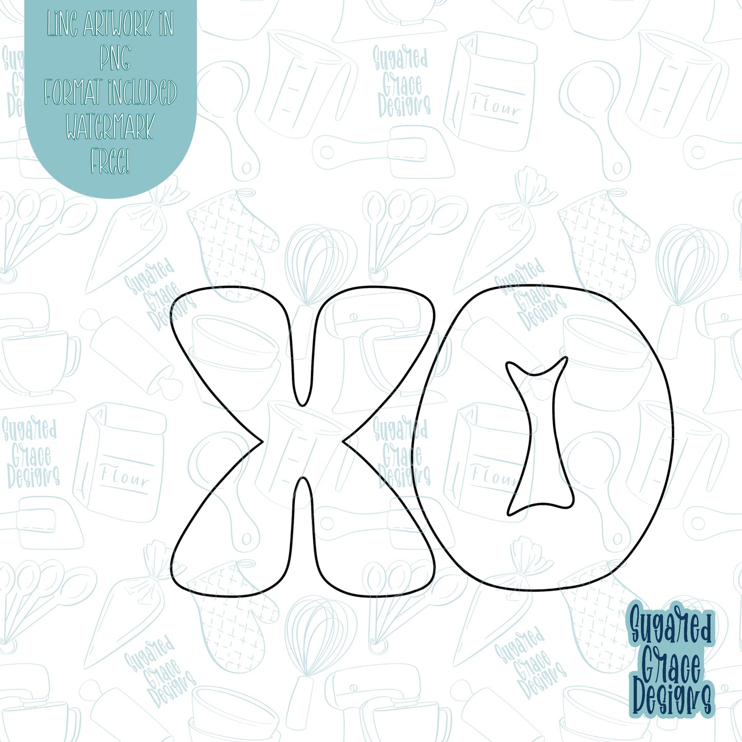 Valentines Day XO Cookie Cutter With Matching PNG Images for Edible Ink Printers Including Eddie