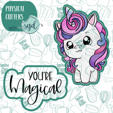 You're Magical Unicorn Cookie Cutter Set of 2 with PNG Images to Match - Hand Drawn Graphics for Edible Ink Printers