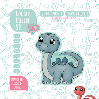 Brachiosaurus Dinosaur Cookie Cutter STL File with PNG Images to Match - For 3D Printing and Edible Ink Printers