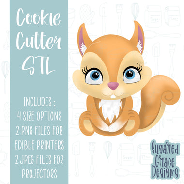 Woodland squirrel cookie cutter stl file for 3D printing with png printable instant download for Eddie the edible printer