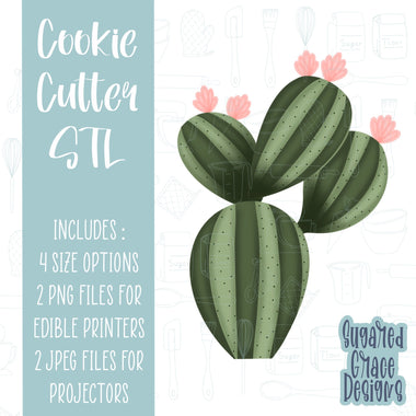 Cactus cookie cutter stl file for 3D printing with png printable instant download for Eddie the edible printer