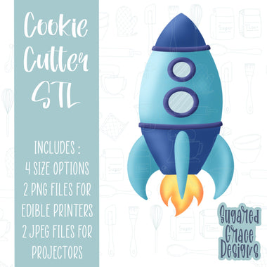 Outer space rocket ship Cookie cutter STL file for 3D printing with png printable instant download for EDDIE edible ink printer
