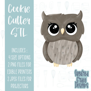 Woodland owl Cookie cutter STL file for 3D printing with png printable instant download for EDDIE edible ink printer
