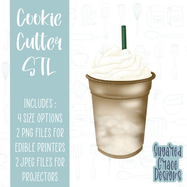 Iced latte Cookie cutter STL file for 3D printing with png printable instant download for EDDIE edible ink printer, barista cookie gift, stl