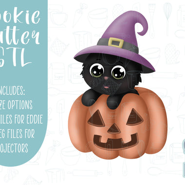 Halloween Cookie cutter STL file for 3D printing with png printable instant download for EDDIE edible ink printer, black cat, pumpkin, witch