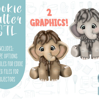 Extinct Baby wooly mammoth animal Cookie cutter STL file for 3D printing with png printable instant download for EDDIE edible ink printer