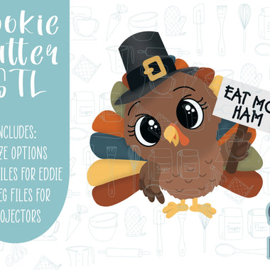 Pilgrim Turkey, Punny Thanksgiving Cookie cutter STL file for 3D printing with png printable instant download for EDDIE edible ink printer