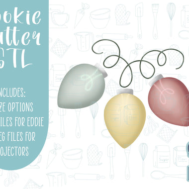 Christmas lights Cookie cutter STL file for 3D printing with png printable instant download for EDDIE edible ink printer, Christmas bulb stl