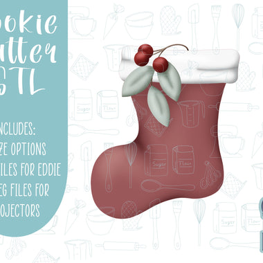 Christmas stocking Cookie cutter STL file for 3D printing with png printable instant download for EDDIE edible ink printer, Christmas cookie
