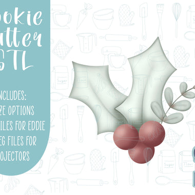 Mistletoe Cookie cutter STL file for 3D printing with png printable instant download for EDDIE edible ink printer, Christmas cookie cutter