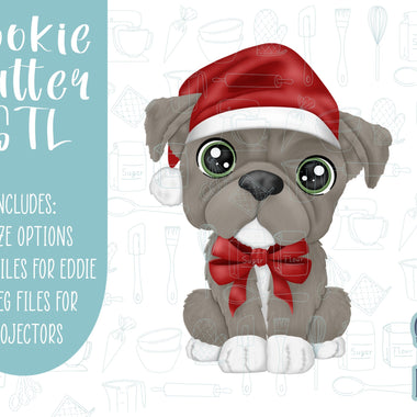 Dog with Santa hat Cookie cutter STL file for 3D printing with png printable instant download for EDDIE edible ink printer, Christmas puppy