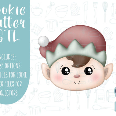 Elf Cookie cutter STL file for 3D printing with png printable instant download for EDDIE edible ink printer, Christmas cookie cutter,