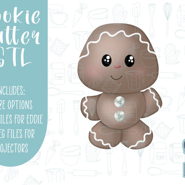 Gingerbread man Cookie cutter STL file for 3D printing with png printable instant download for EDDIE edible ink printer, Xmas cookie cutter