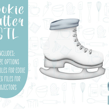 Ice skate Cookie cutter STL file for 3D printing with png printable instant download for EDDIE edible ink printer, Xmas cookie cutter stl