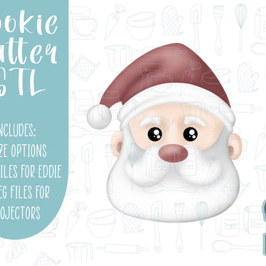 Santa Claus Cookie cutter STL file for 3D printing with png printable instant download for EDDIE edible ink printer, Christmas cutter