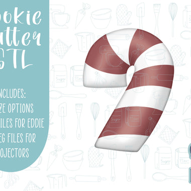 Candy cane Cookie cutter STL file for 3D printing with png printable instant download for EDDIE edible ink printer, Christmas cookie cutter