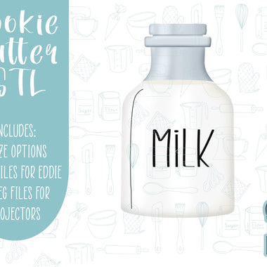 Milk for Santa Cookie cutter STL file for 3D printing with png printable instant download for EDDIE edible ink printer, Xmas cookie cutter