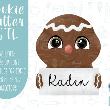 Gingerbread man name place setting Cookie cutter STL file for 3D printing with png printable instant download for EDDIE edible ink printer