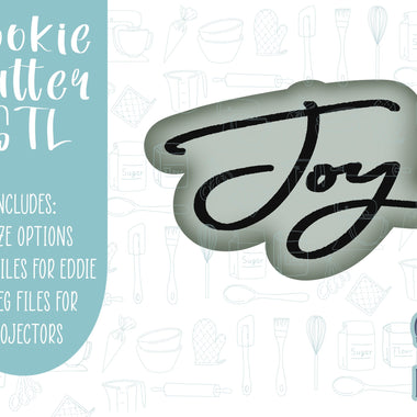 Lettered Joy Cookie cutter STL file for 3D printing with png printable instant download for EDDIE edible ink printer, Christmas cookie stl