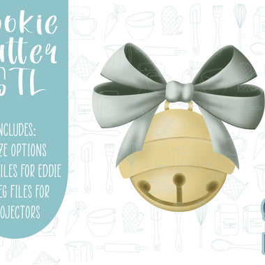 Christmas bell Cookie cutter STL file for 3D printing with png printable instant download for EDDIE edible ink printer, Christmas cookie stl
