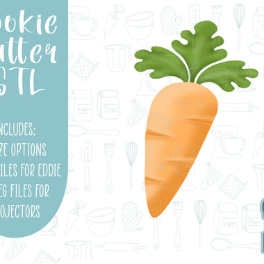 Carrot Cookie cutter stl files for 3d printing with matching printable png images for Eddie edible printers