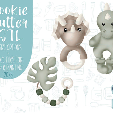 Dinosaur baby shower Cookie cutter stl, png image file, 3D printing, instant download, Eddie edible ink printer, teether cookie cutter, Dino