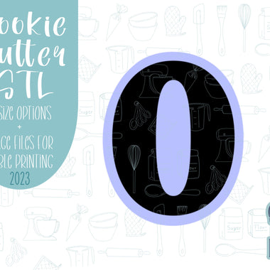 Number zero Cookie cutter stl, png image file, 3D printing, instant download, Eddie edible ink printer, simple number cookie cutter stl