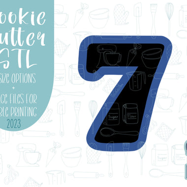 Number seven Cookie cutter stl, png image file, 3D printing, instant download, Eddie edible ink printer, simple number cookie cutter stl