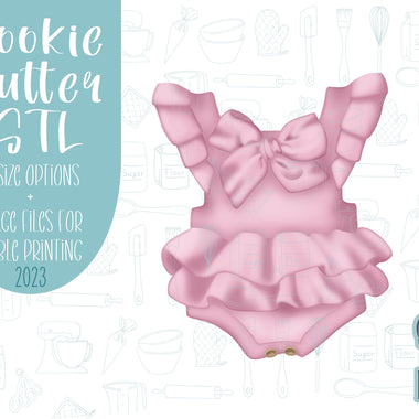 Ruffled baby dress Cookie cutter stl, png image file, 3D printing, instant download, Eddie edible ink printer, baby shower cookie cutter
