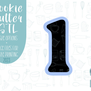 Number one Cookie cutter stl, png image file, 3D printing, instant download, Eddie edible ink printer, simple number cookie cutter stl