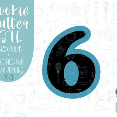 Number six Cookie cutter stl, png image file, 3D printing, instant download, Eddie edible ink printer, simple number cookie cutter stl