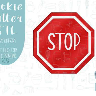 Stop sign cookie cutter stl file for 3D printing with png printable instant download for Eddie the edible printer, road construction cookie